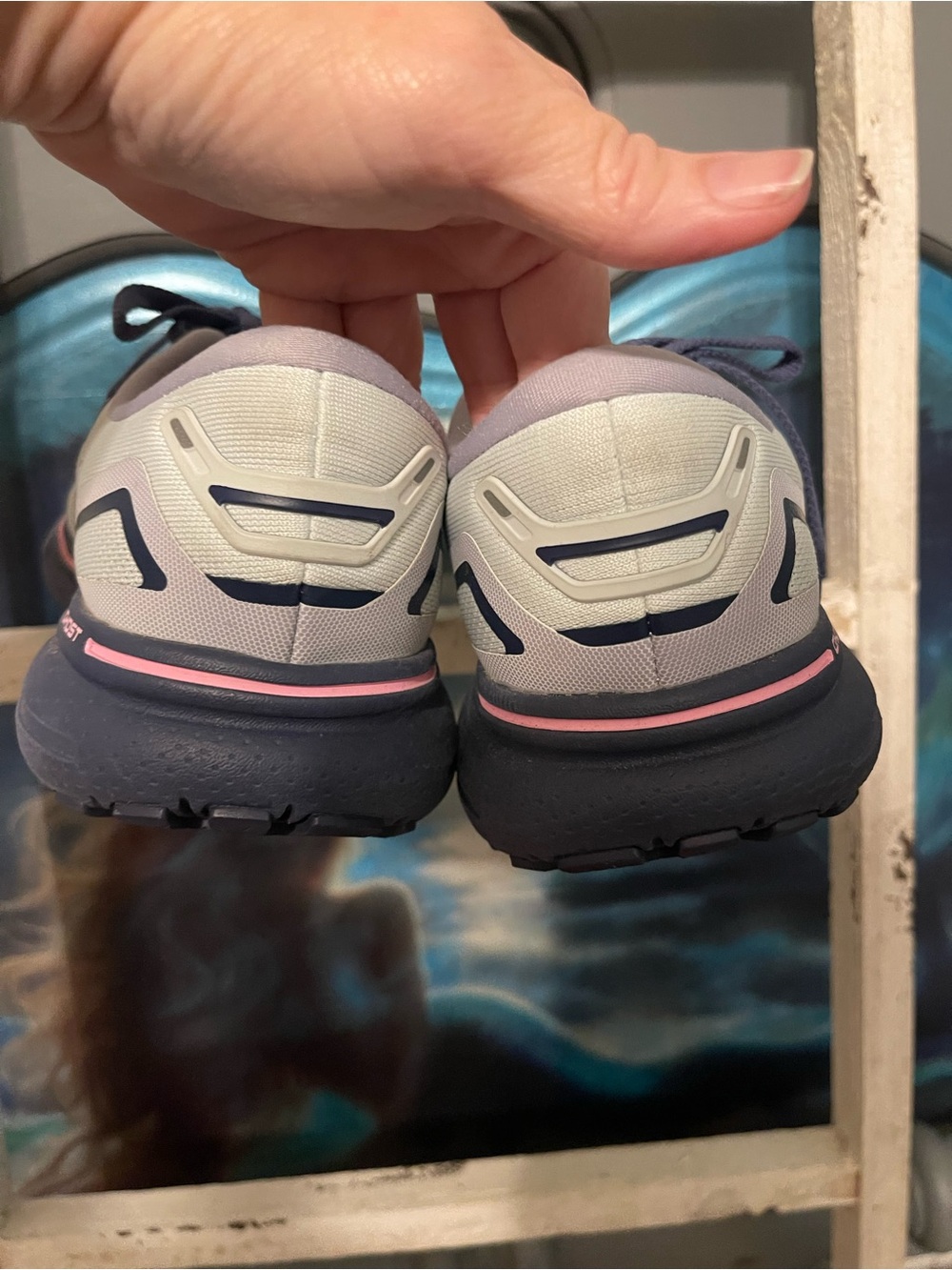 Brooks Women's Running Sneakers - Light Gray, Navy & Rose - Picture 5 of 9